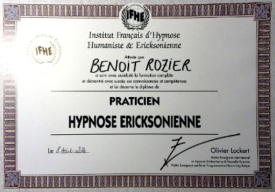 Diplôme HYPNOSE ERICKSONIENNE